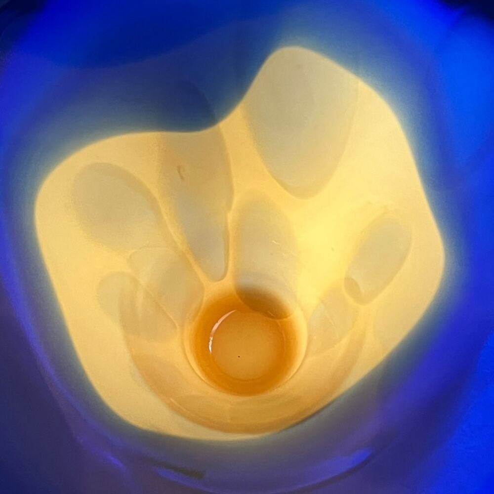 Makora Cobalt Blue Trim Hand-blown Glass Vase 12.5" Tall Made in Poland - Picture 12 of 13
